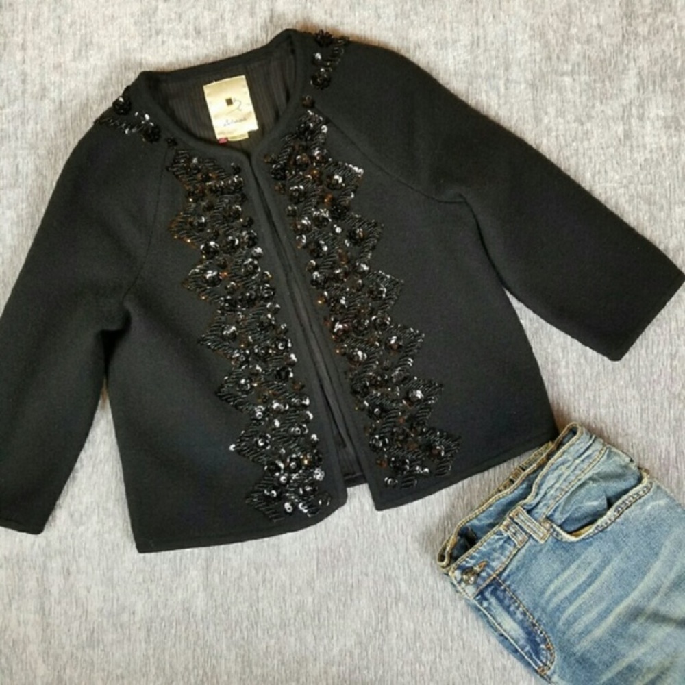 Anthropologie Wool Sequin Jacket